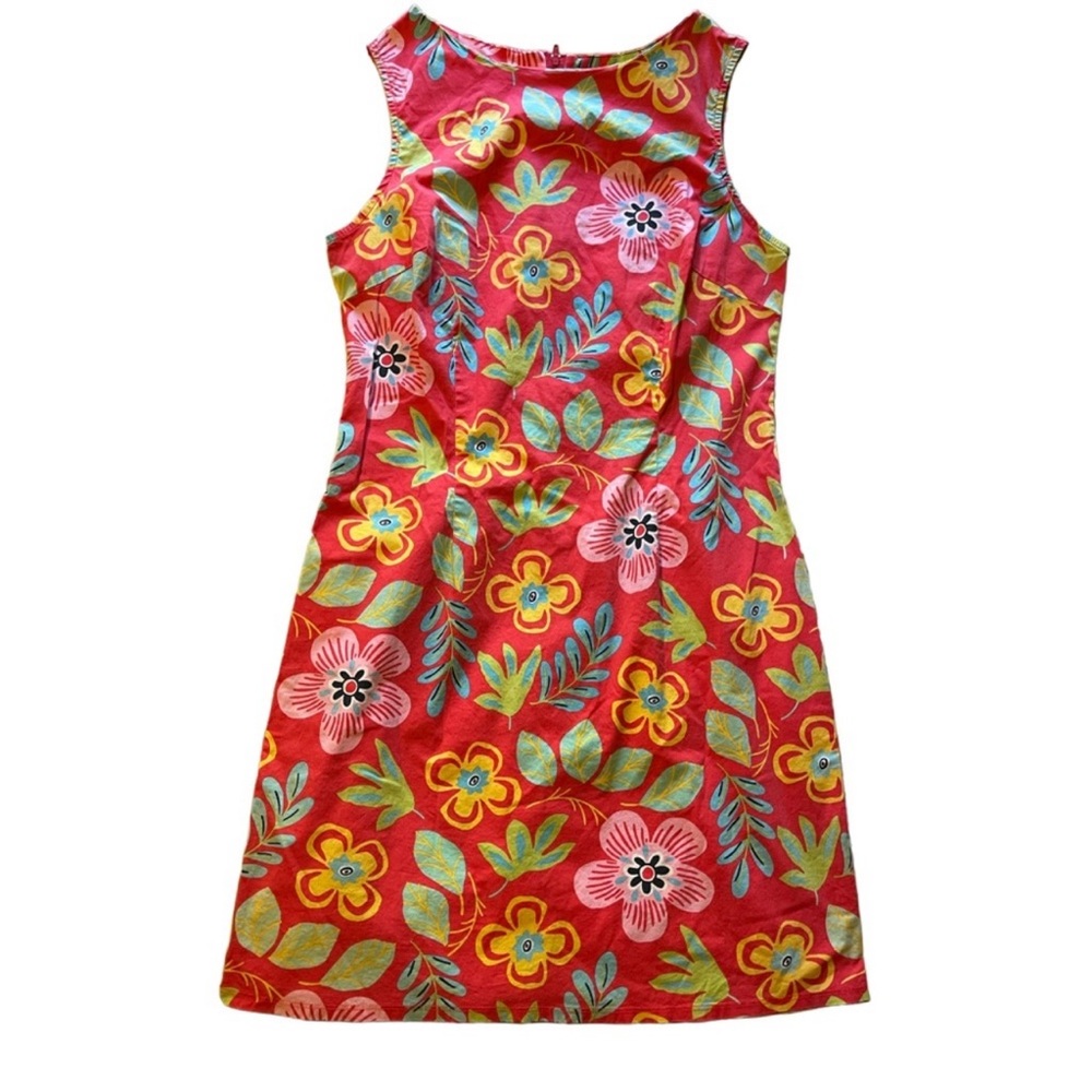 California Concepts Red Floral Vintage Retro Shift Dress Size 11 - Picture 2 of 5